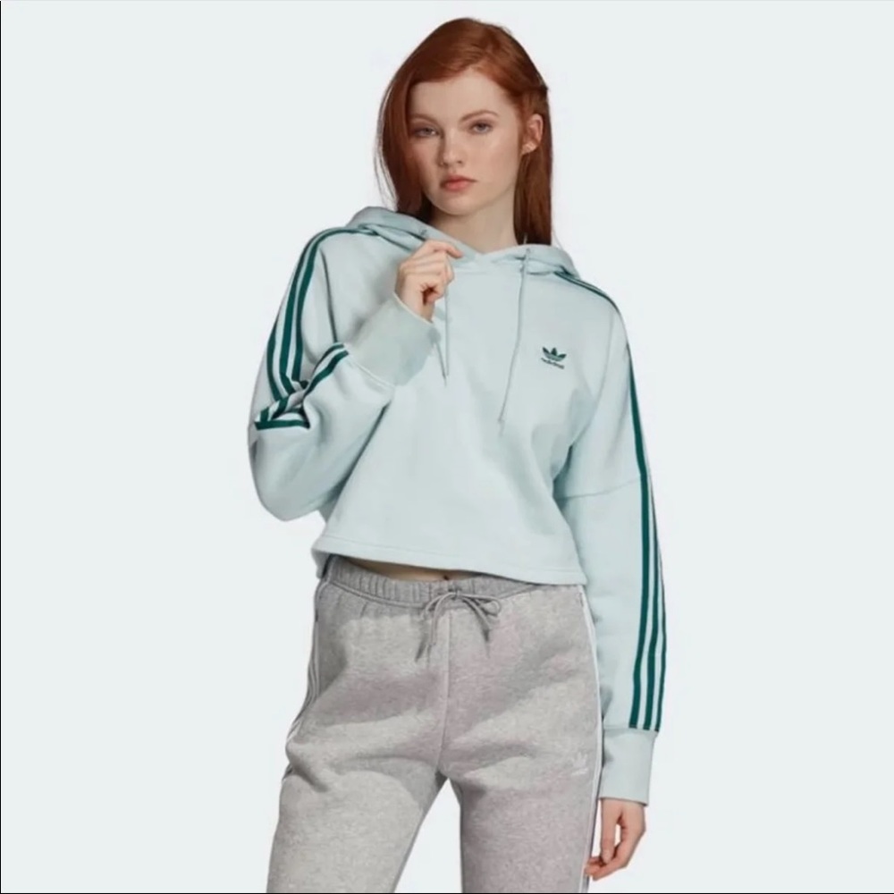 Cropped mint adidas hoodie size small